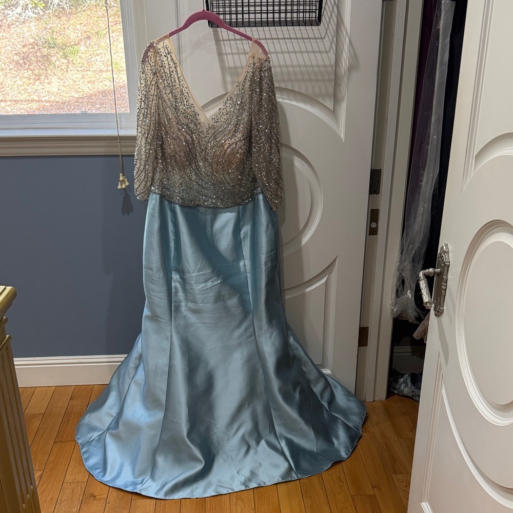 Montage by Mon Cheri Blue and Silver Wedding Dress